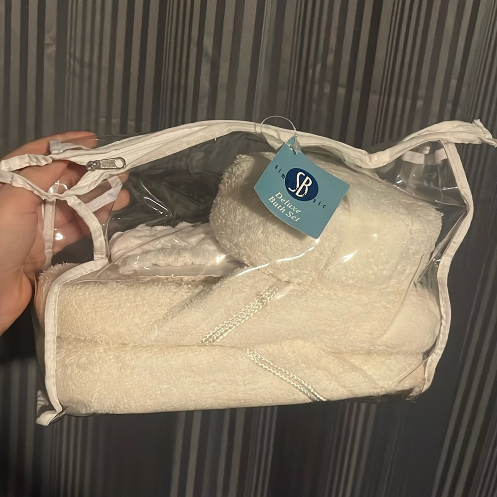 Bath set by simply basic one pairs of slippers headband, and a sponge nwt